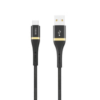 WiWU USB to Type-C charging cable, black braided nylon with USB-A and Type-C connectors