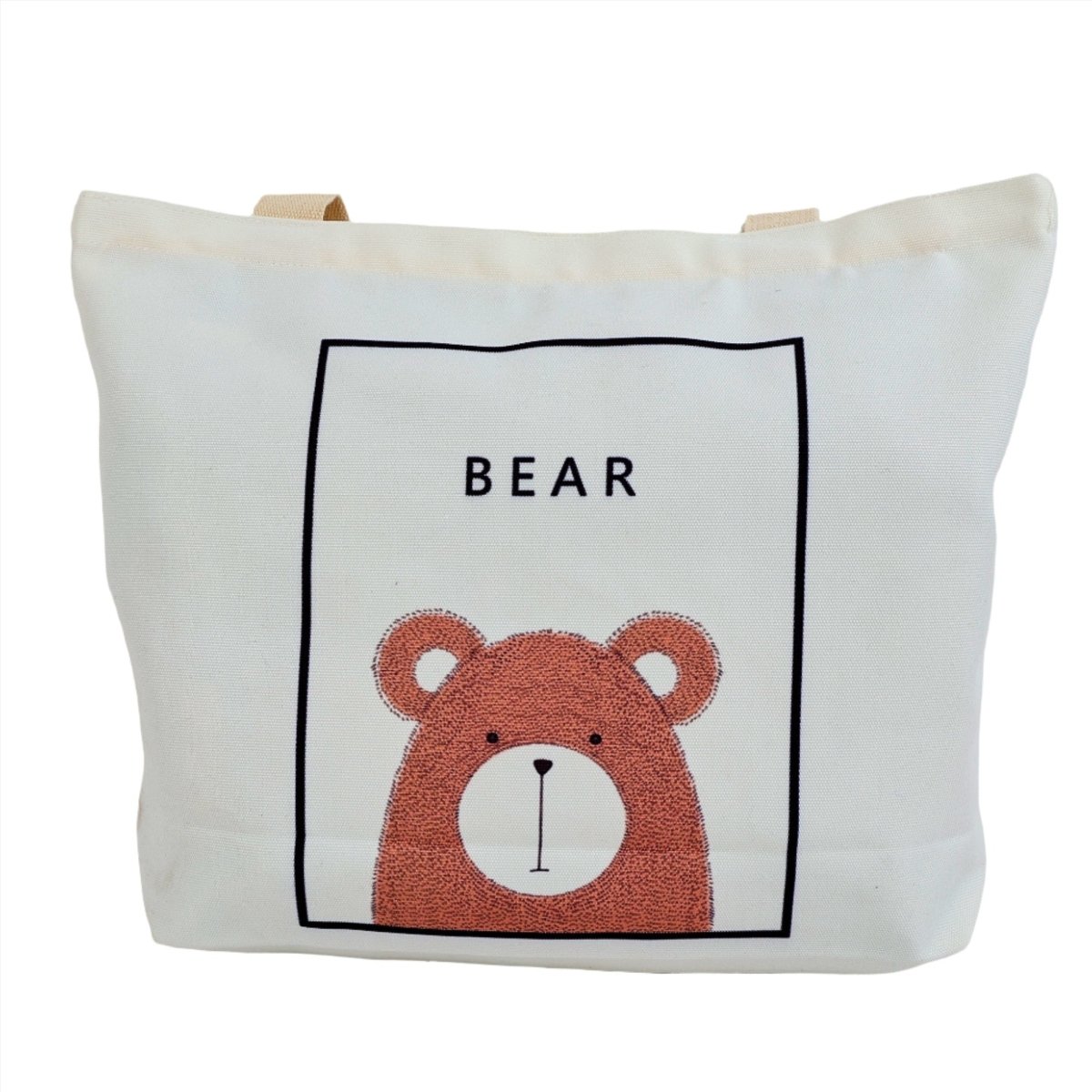 Canvas Tote Bag with Bear or Lion Design 1