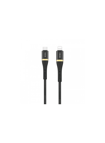 USB-C to Lightning cable with black braided jacket and USB-C/Lightning connectors