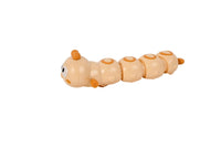 Winding caterpillar toy, beige with segmented body and orange face details