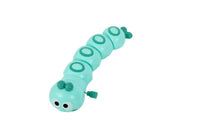 Winding caterpillar toy, mint green with round eyes and coiled spring body
