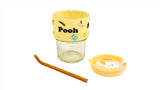 Winnie the Pooh Glass Cup with Straw - MIDI