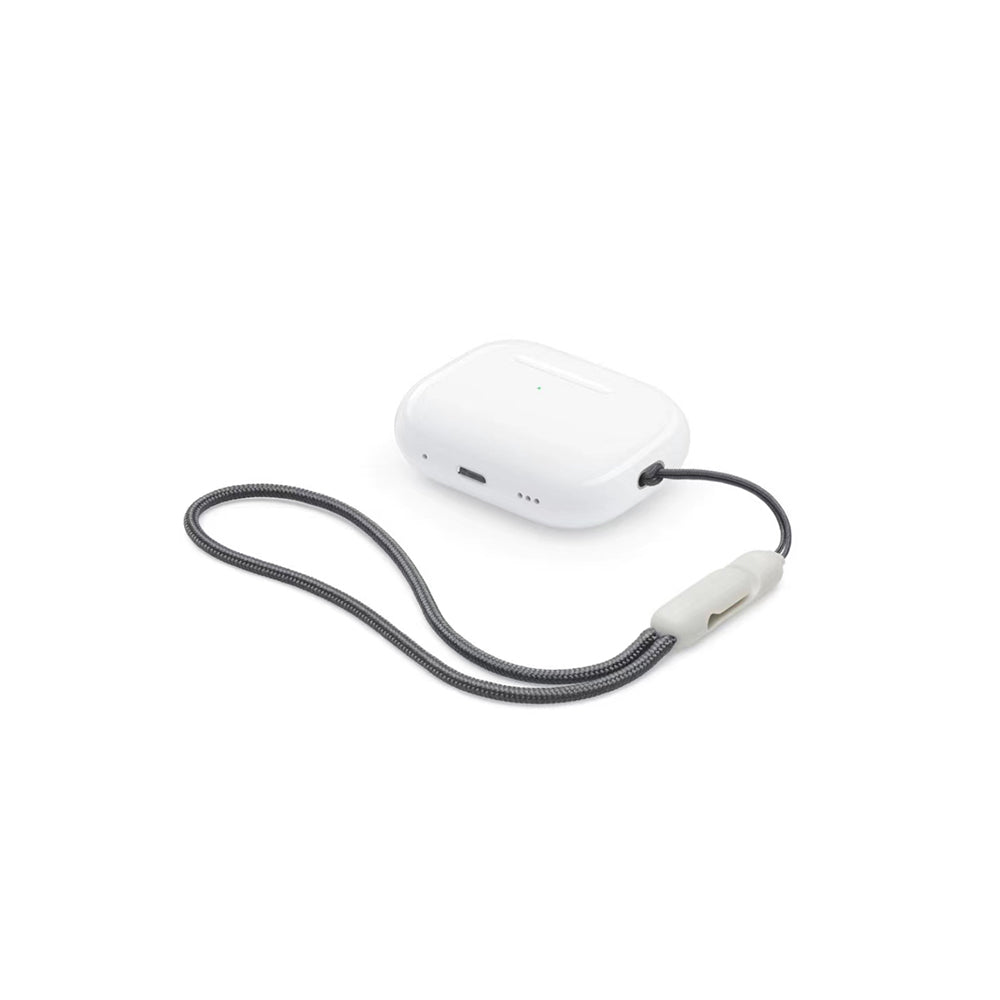 White wireless Bluetooth charging case with cable connected