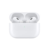 White wireless Bluetooth earbuds inside an open white charging case