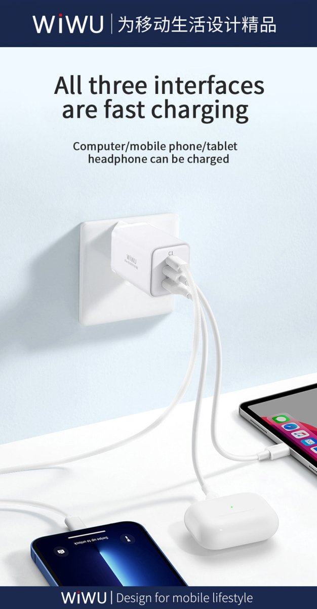 Wiwu 65W GAN Fast Travel Charger - MIDI