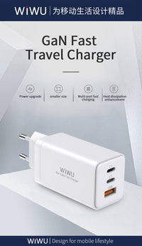 Wiwu 65W GAN Fast Travel Charger - MIDI