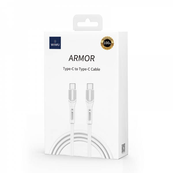 WIWU Armor USB-C to USB-C cable retail package, card with cable illustration