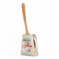 Wooden spoon and ceramic spoon rest set in retail display box