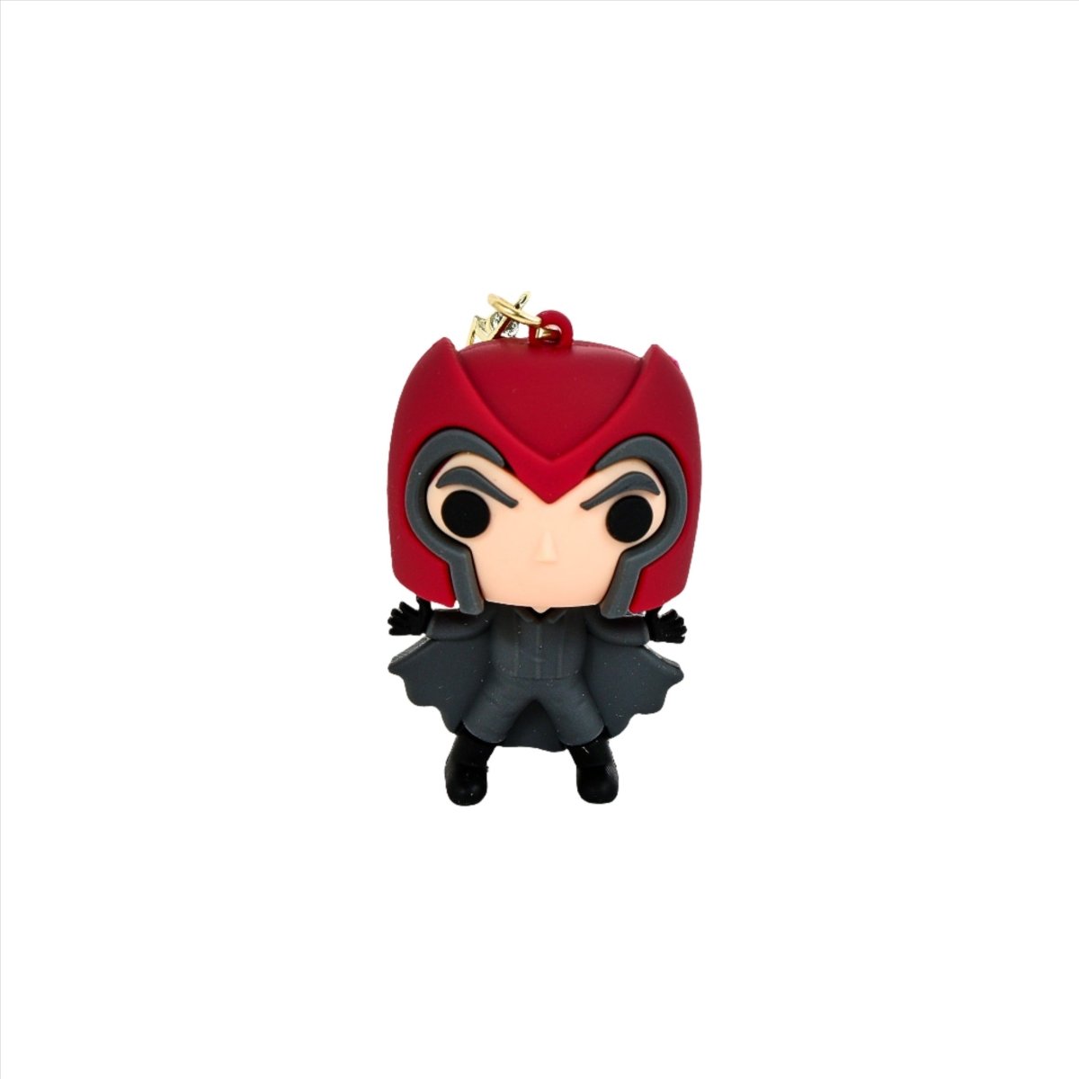 X-Men PVC keychain figure with red-and-black mask and dark outfit, hanging keyring