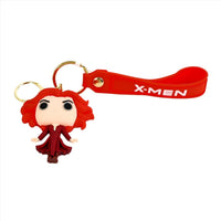 X-Men PVC keychain figure with red hair, attached to red X-MEN wrist strap