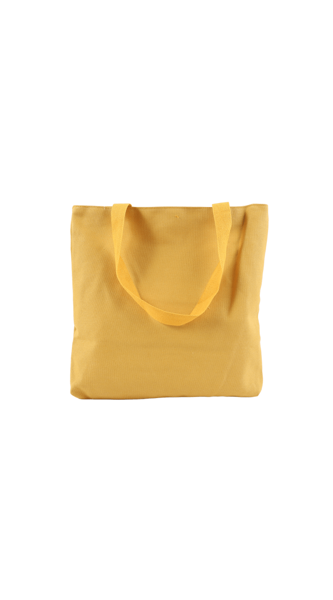 Yellow tote bag with wide handles, plain front