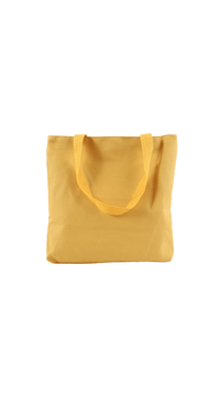 Yellow tote bag with wide handles, plain front