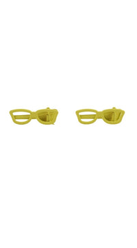 Yellow eyeglass-style hair clip, arched lens detail