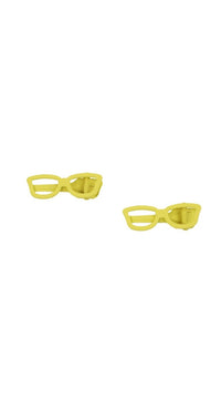 Yellow eyeglass-shaped hair clip with frame cutout design