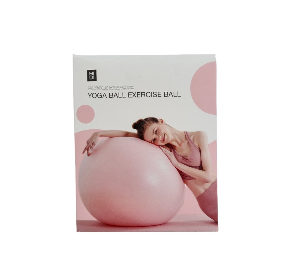 Pink yoga exercise ball for workouts and stretching