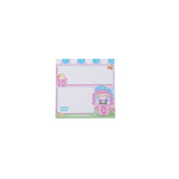 Square post-it notes with pastel Baby Girl character design and lined blocks