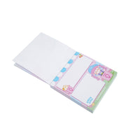 Mixed post-it notes set with pastel patterns and character artwork, assorted colors