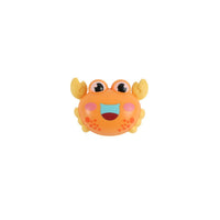 Educational crawling crab toy, yellow-orange with smiling face