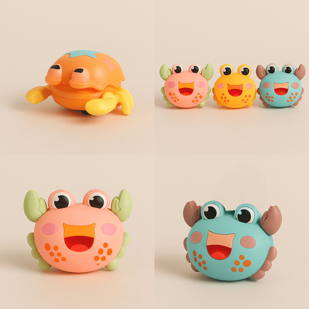 Educational crawling crab toy set, orange and green cute faces