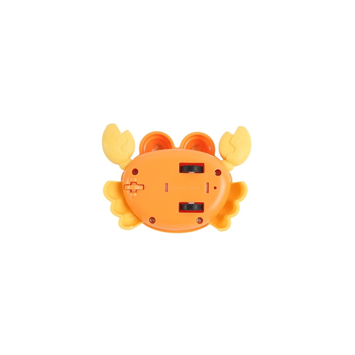 Educational crawling crab toy, orange back with two slots and ear details